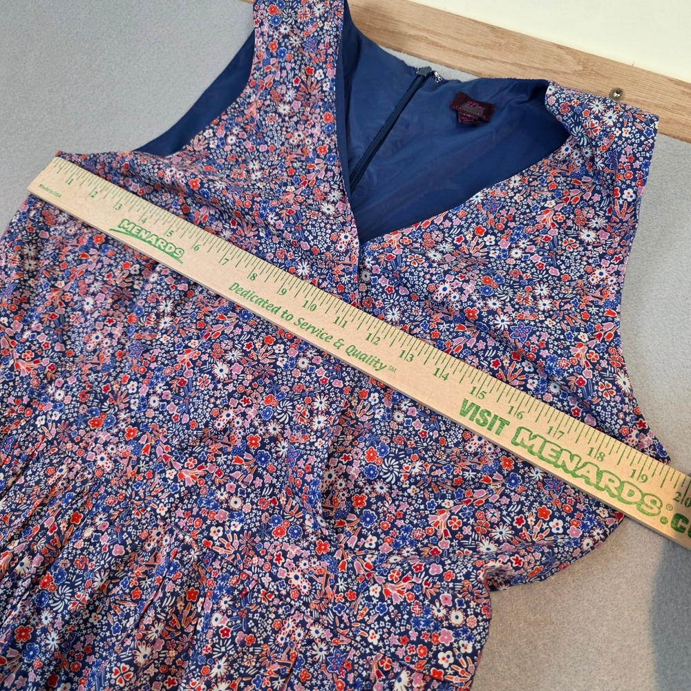 J.Crew Liberty London Fabric Floral V-Neck Midi Dress Pockets  K7809 Womens 14 - Picture 11 of 13